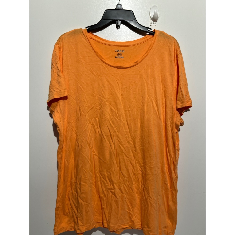 IZOD Womens XXL Orange Short Sleeve Scoop Neck Cotton Modal Blend Basic Tee - Picture 4 of 12